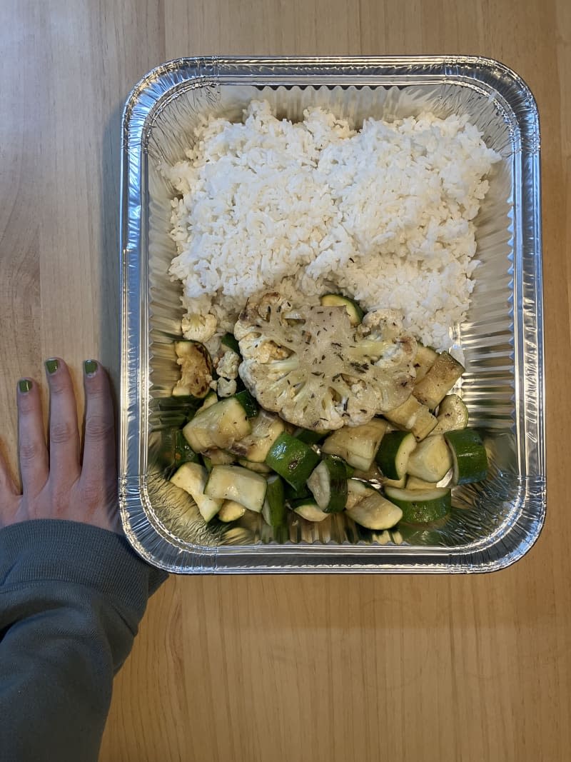 Rice and veggies.