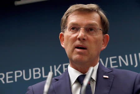 Miro Cerar, Slovenia's Prime Minister speaks during a news conference announcing his resignation in Ljubljana, Slovenia, March 14, 2018. REUTERS/Borut Zivulovic