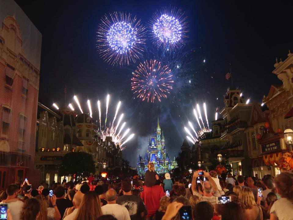 A view of fireworks at Disney World's Magic Kingdom.