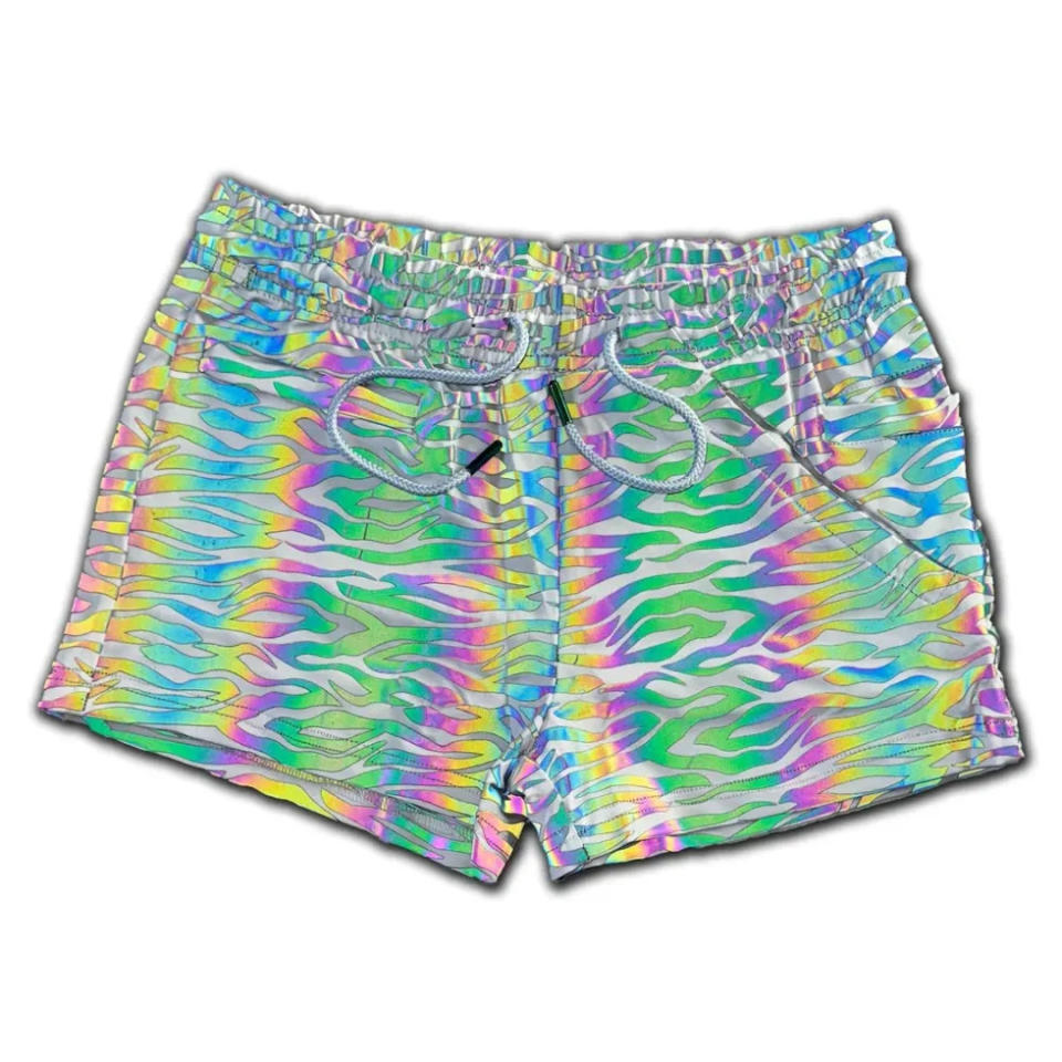 GAY ALMANAC - RAINBOW FLASH REFLECTIVE ZEBRA ZADDY SHORTS