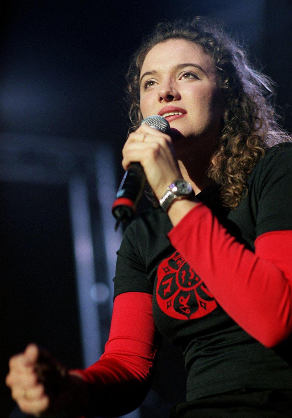 Christian singer Rebecca St. James performs during the Youth Evangelical Conference at Vanderbilt's Memorial Gymnasium March 10, 2000.
