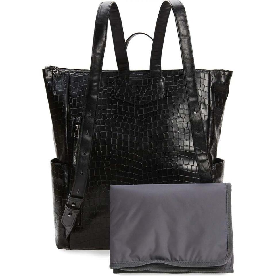 5) Minimal Croc Embossed Faux Leather Diaper Backpack