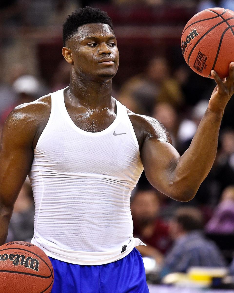 The secret to pulling off a skintight white workout tank? Be Zion Williamson.