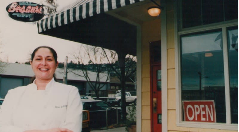 Lisa Schroeder outside Besaw's in Portland, undated (Courtesy: Lisa Schroeder)