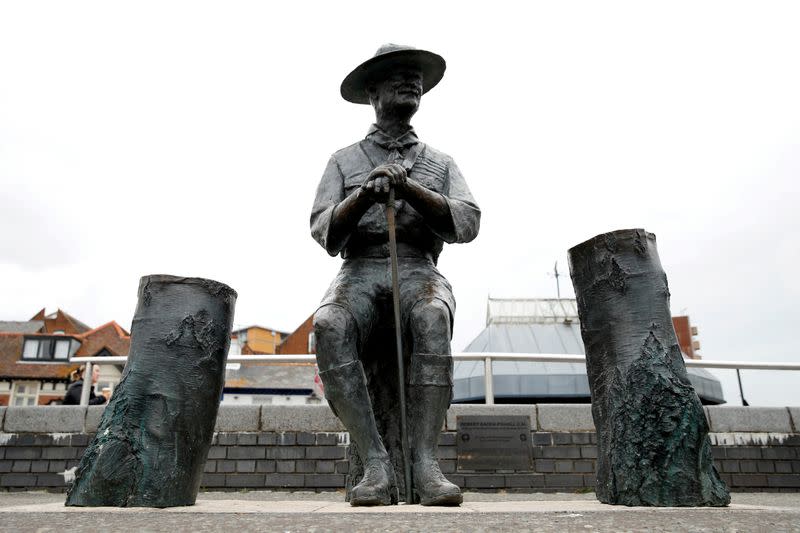 Una estatua de Robert Baden-Powell en Poole, Reino Unido, el 10 de junio de 2020