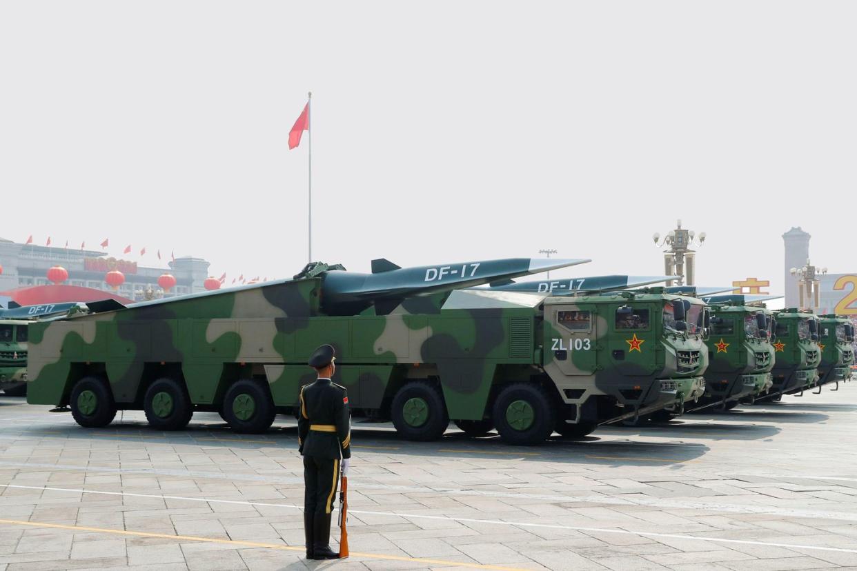 2chf2r8 military vehicles carrying hypersonic missiles df 17 drive past tiananmen square during the military parade marking the 70th founding anniversary of people's republic of china, on its national day in beijing, china october 1, 2019 reutersthomas peter