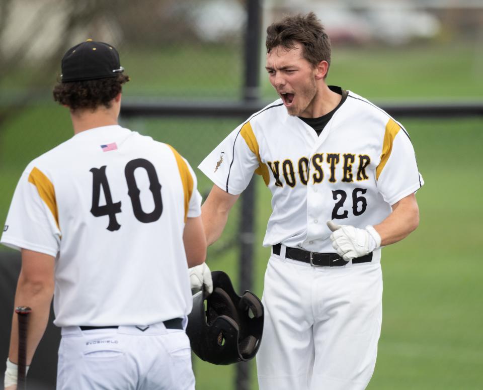 Dean Brown celebrates during The College of Wooster's win over Case Western Reserve.