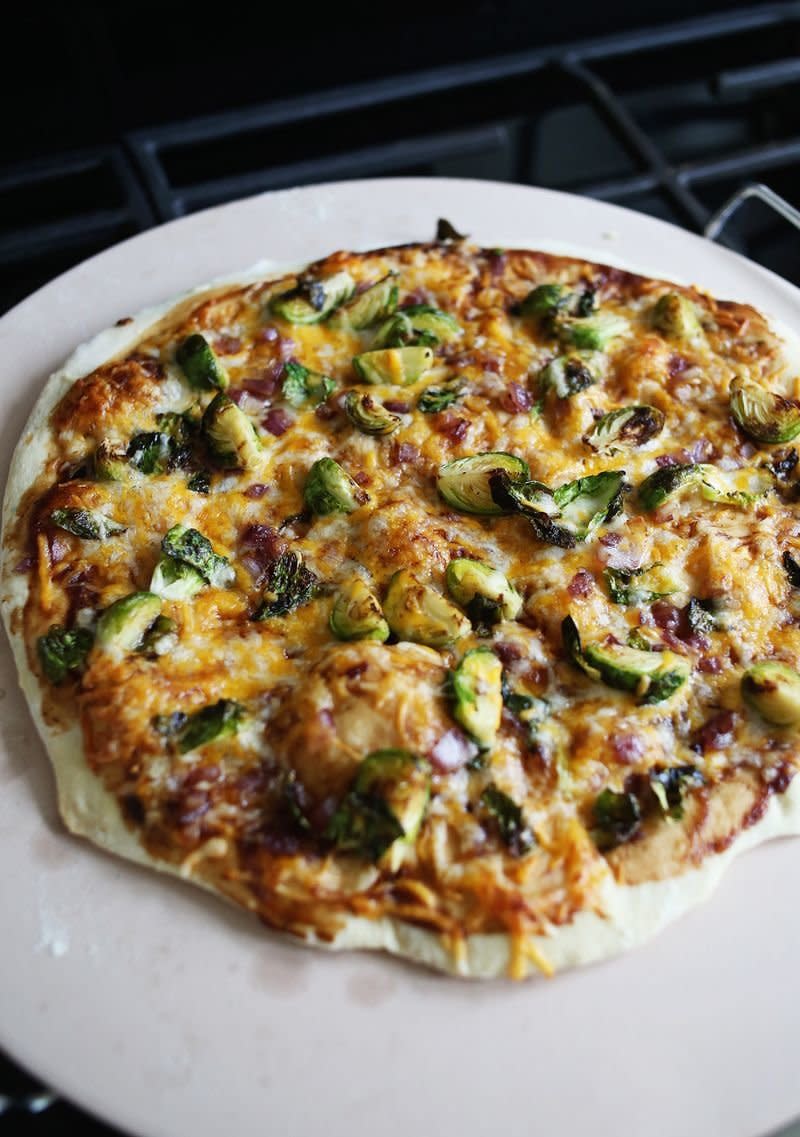 <strong>Get the <a href="http://www.abeautifulmess.com/2015/01/bbq-brussels-sprout-pizza.html" target="_blank">BBQ Brussels Sprout Pizza recipe</a> from A Beautiful Mess</strong>