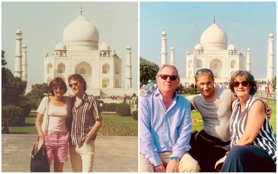 Fiona Duncan and family at the Taj Mahal, India