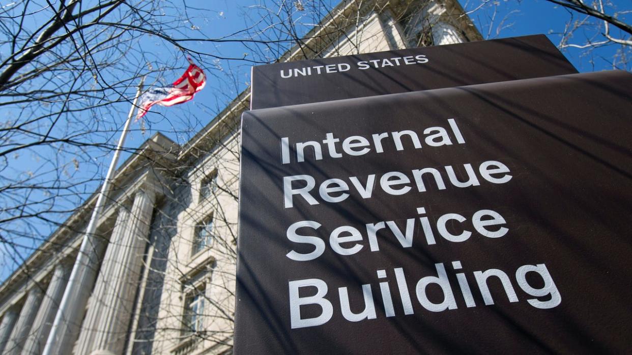 <div>The Internal Revenue Service (IRS) building in Washington, D.C. <strong>(Andrew Harrer/Bloomberg via Getty Images)</strong></div>