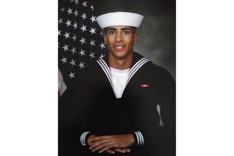 This undated photo provided by the U.S. Navy shows Airman Mohammed Sameh Haitham, from St. Petersburg, Fla. One of the victims of the shooting Friday, Dec. 6, 2019, at Naval Air Station Pensacola, Fla., has been identified as Haitham, 19, who joined the Navy after graduating from high school last year, according to the Tampa Bay Times. (U.S. Navy via AP)