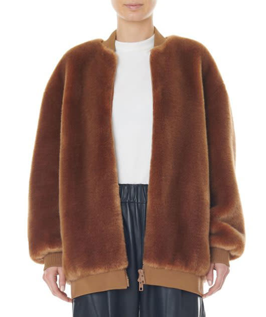 Tibi Faux Fur Zip-Up Track Jacket (Photo: Saks Fifth Avenue)