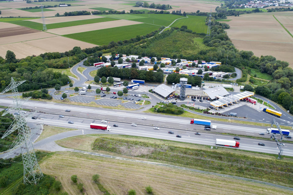 Highway and rest area - aerial view