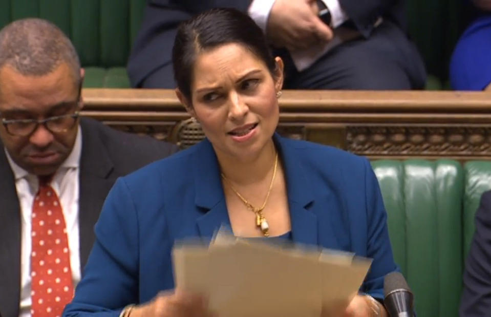 Home Secretary Priti Patel speaks the on the UK points-based immigration system in the House of Commons, London. (Photo by House of Commons/PA Images via Getty Images)