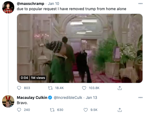 Fans are calling for Trump to be edited out of his infamous Plaza Hotel scene in Home Alone 2. Photo: Twitter.