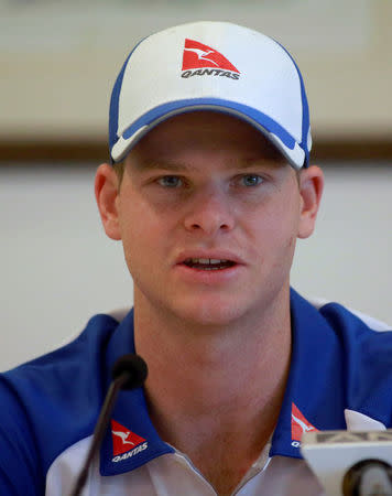 Australian cricket captain Steve Smith speaks at a news conference in Mumbai, India, February 14, 2017. REUTERS/Danish Siddiqui