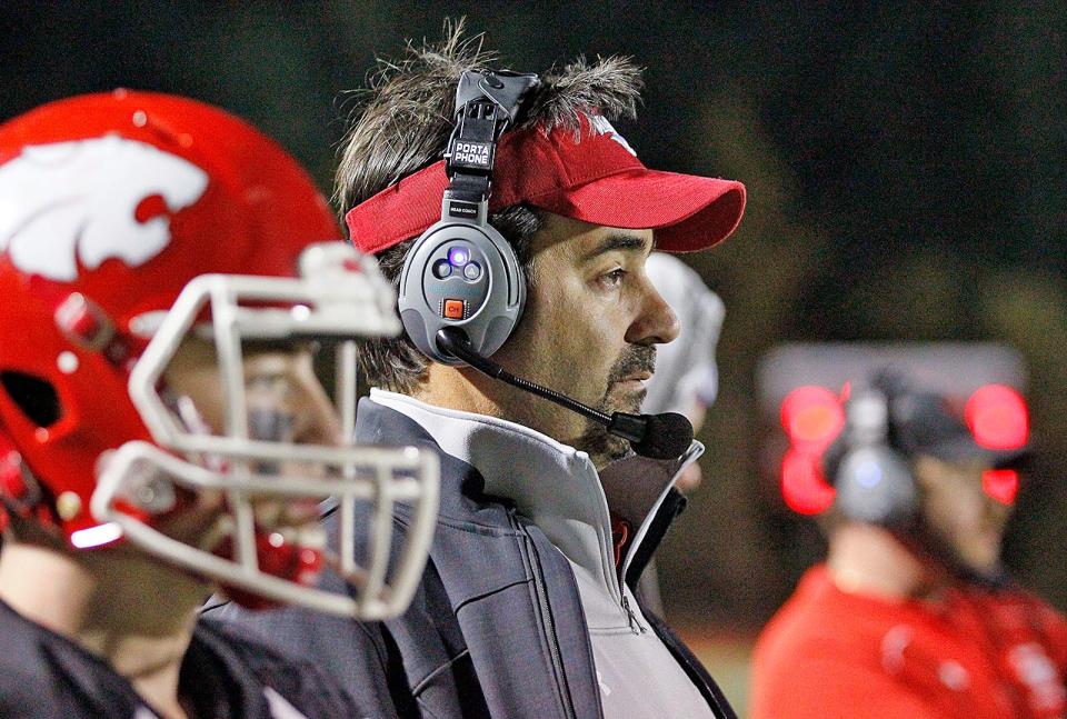 Milton Wildcats head coach Steve Dembowski.The Milton Wildcats host the Natick Redhawks in football on Friday October 29, 2021 