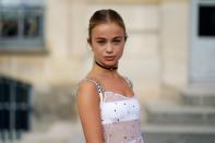 <p>She has been making a name for herself in the fashion world since appearing on the cover of Tatler magazine last year.</p>