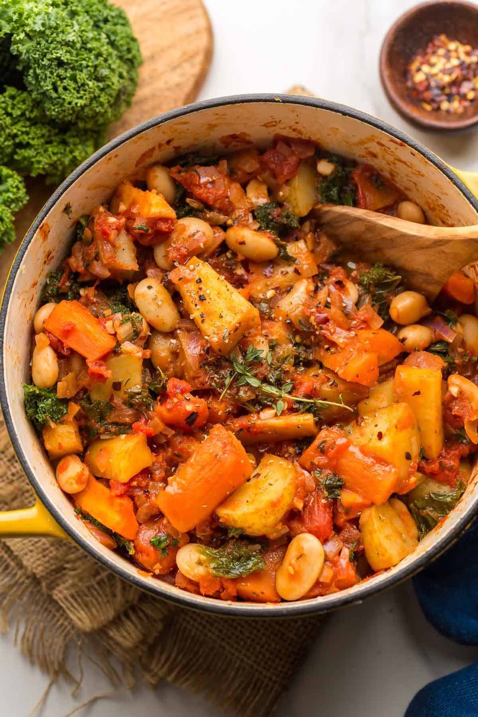 <p>Get the <a href="https://www.asaucykitchen.com/roasted-root-vegetable-stew/" rel="nofollow noopener" target="_blank" data-ylk="slk:Roasted Root Vegetable Stew;elm:context_link;itc:0;sec:content-canvas" class="link ">Roasted Root Vegetable Stew</a> recipe.</p><p>Recipe from <a href="https://www.asaucykitchen.com/" rel="nofollow noopener" target="_blank" data-ylk="slk:A Saucy Kitchen;elm:context_link;itc:0;sec:content-canvas" class="link ">A Saucy Kitchen</a>. </p>