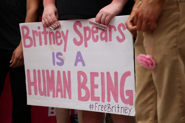 Activists protest at Grand Park during a conservatorship hearing for Britney Spears on June 23, 2021, in Los Angeles. (Photo: Rich Fury via Getty Images)