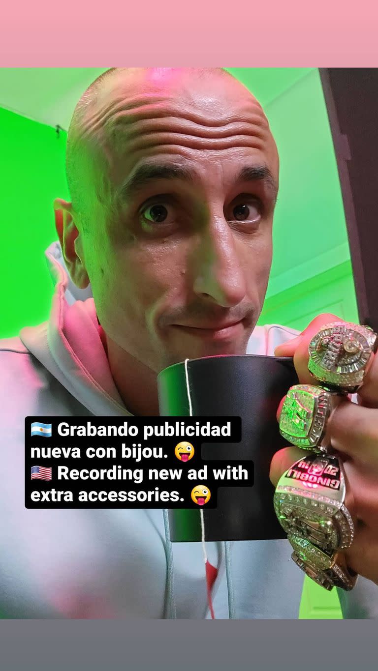 Manu Ginóbili grabó una publicidad con sus cuatro anillos de la NBA