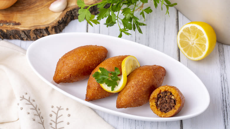 Kibbeh on white plate