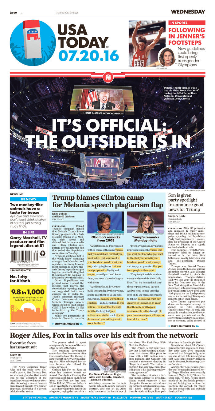 It’s Official: The Outsider Is In - USA Today