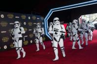 The Storm Troopers attend the World Premiere of "Star Wars: The Force Awakens", in Hollywood, California, on December 14, 2015