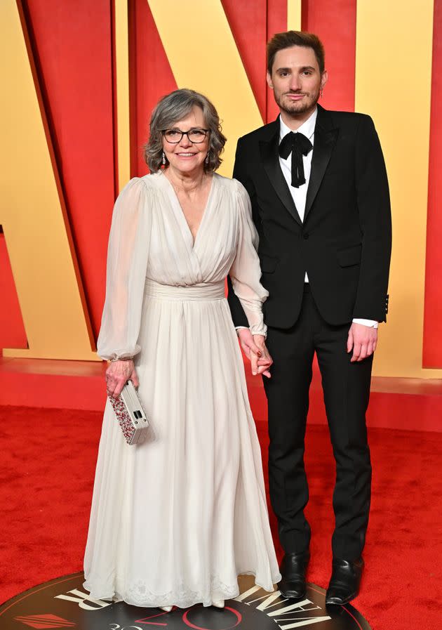 Field and son Samuel Greisman attend an Oscars party on March 10 in Beverly Hills, California.