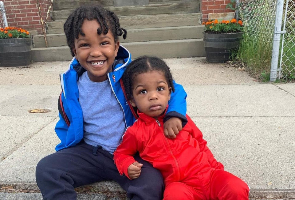 Danielle Eddins' two older sons are participating in summer programming for kids with disabilities. Here, her middle child, who is 4, sits beside her 19-month-old son. (Danielle Eddins)