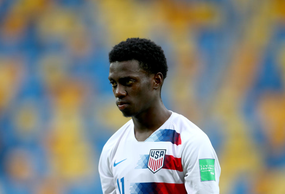 GDYNIA, POLAND - JUNE 08: Timothy Weah of USA is seen during the 2019 FIFA U-20 World Cup Quarter Final match between USA and Ecuador at Gdynia Stadium on June 08, 2019 in Gdynia, Poland. (Photo by Lars Baron - FIFA/FIFA via Getty Images)