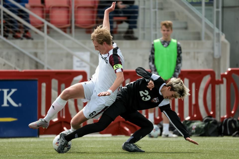 Morgan and Ogden compete in a 3A boys soccer state semifinal at Zions Bank Stadium in Herriman on Wednesday, May 10, 2023. | Spenser Heaps, Deseret News