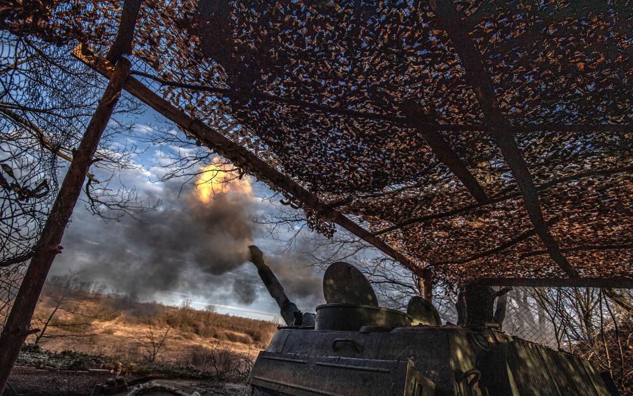 Soldiers of an artillery unit in Kupiansk, Kharkiv, close to the Russian front line