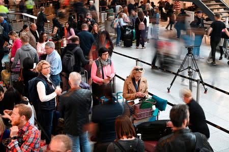 A view of passengers as SAS pilots go on strike at Copenhagen Airport in Kastrup, Denmark April 26, 2019. Philip Davali/Ritzau Scanpix via REUTERS