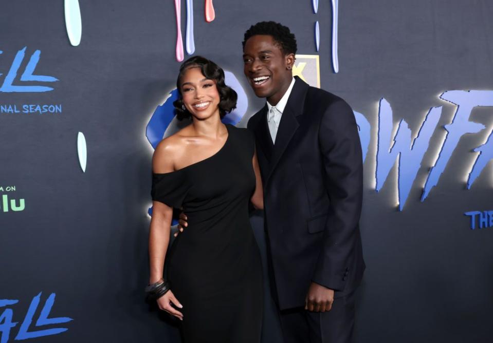 los angeles, california february 15 l r lori harvey and damson idris attend the red carpet premiere event for the sixth and final season of fxs snowfall at academy museum of motion pictures, ted mann theater on february 15, 2023 in los angeles, california photo by amy sussmangathe hollywood reporter via getty images