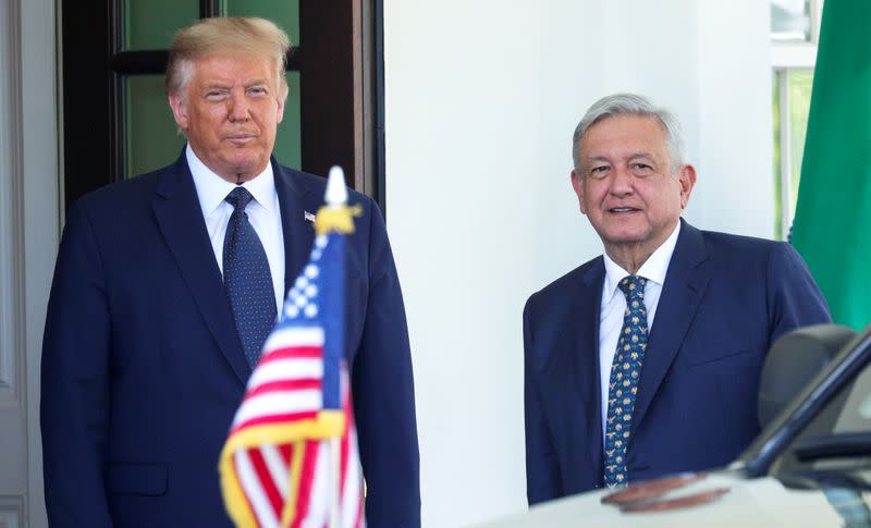 U.S. President Trump welcomes Mexico’s President Lopez Obrador at the White House in Washington