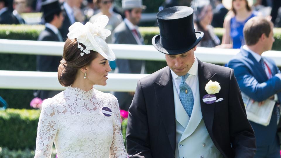 Princess Kate in lace white dress with william