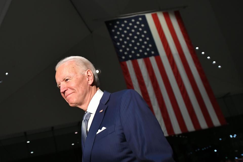 Democratic presidential candidate Joe Biden campaigns in Philadelphia on March 10, 2020