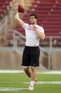 STANFORD, CA - NOVEMBER 12: Quarterback Andrew Luck #12 of the Stanford Cardinal warms-up before taking on Oregon Ducks at Stanford Stadium on November 12, 2011 in Stanford, California. (Photo by Ezra Shaw/Getty Images)