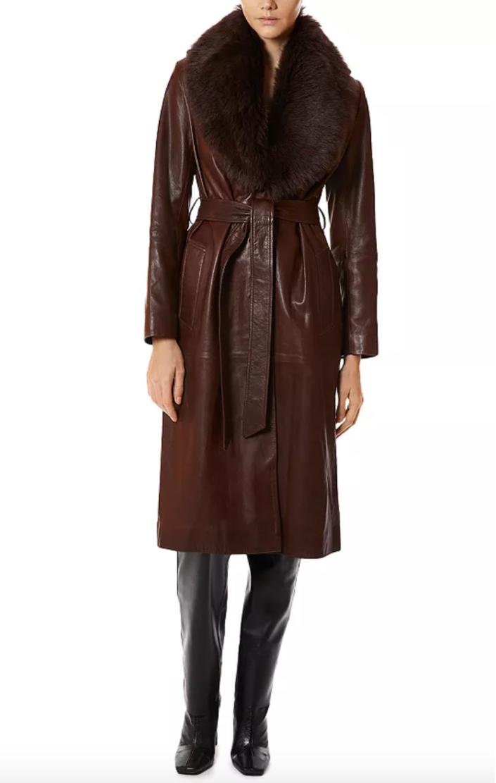 Uptown Girl Shearling Collar Trench Coat