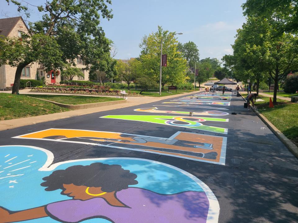 A view from the north side of the Black Lives Matter Mural on North Eagleson Avenue. It took hundreds of manhours to complete over the July 4, 2021, weekend.