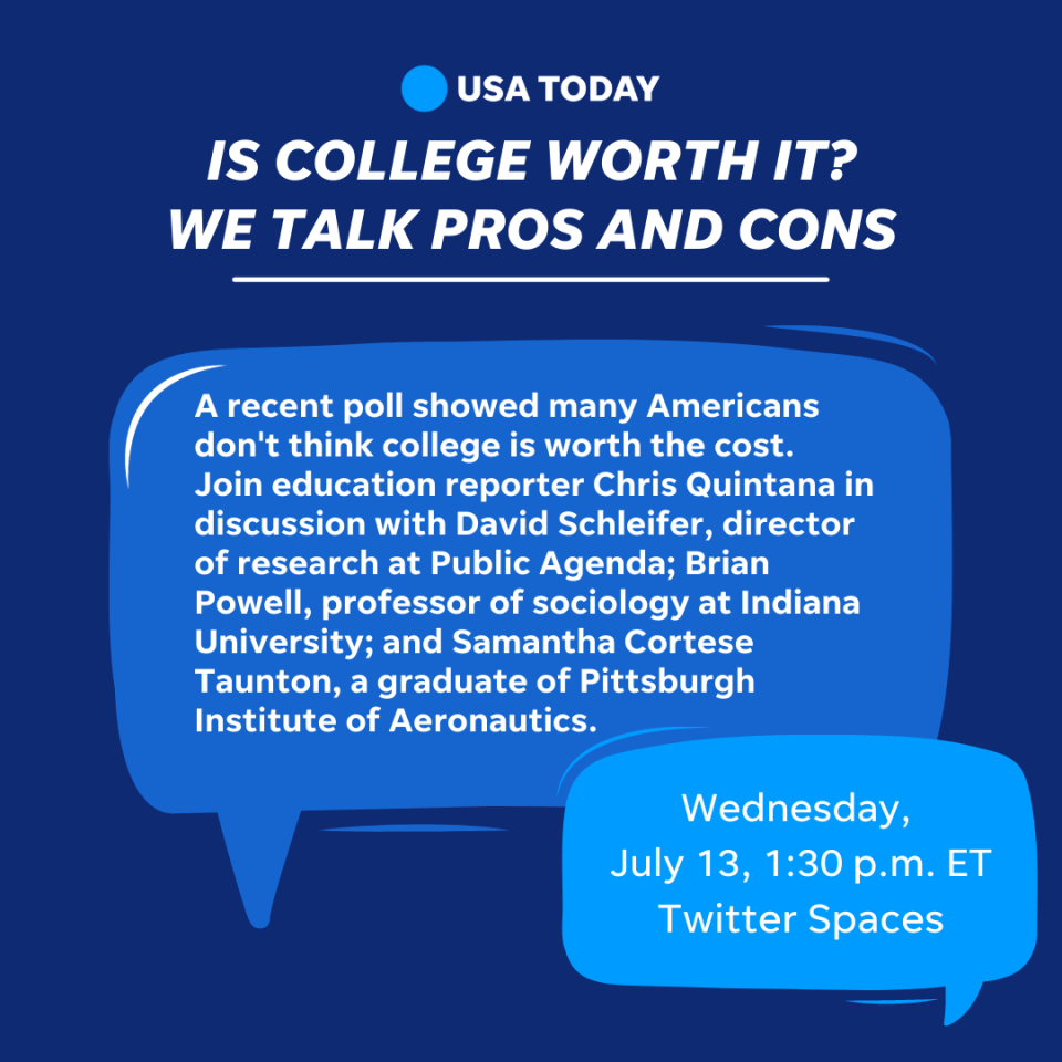 Is college worth it? Join USA TODAY for a live Twitter Spaces conversation.