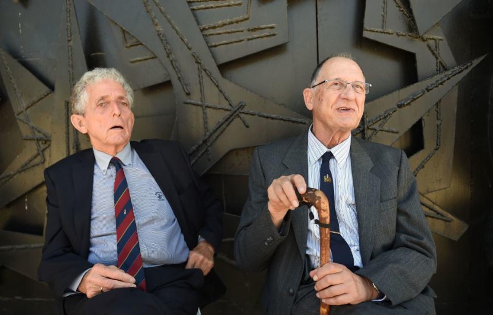 The youngest survivor of the ‘kindertransport’, Paul Minikes-Alexander (l) and Henry Foner, in June this year in Jerusalem (PA)