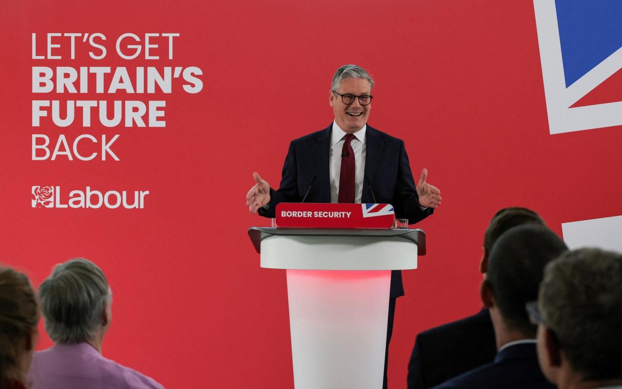 Sir Keir Starmer, the Labour leader, is pictured this morning delivering a speech in Dover