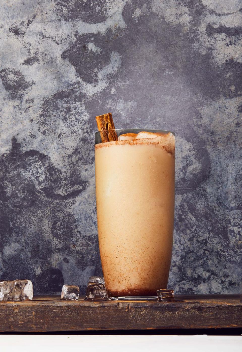 mexican maple horchata with a cinnamon stick