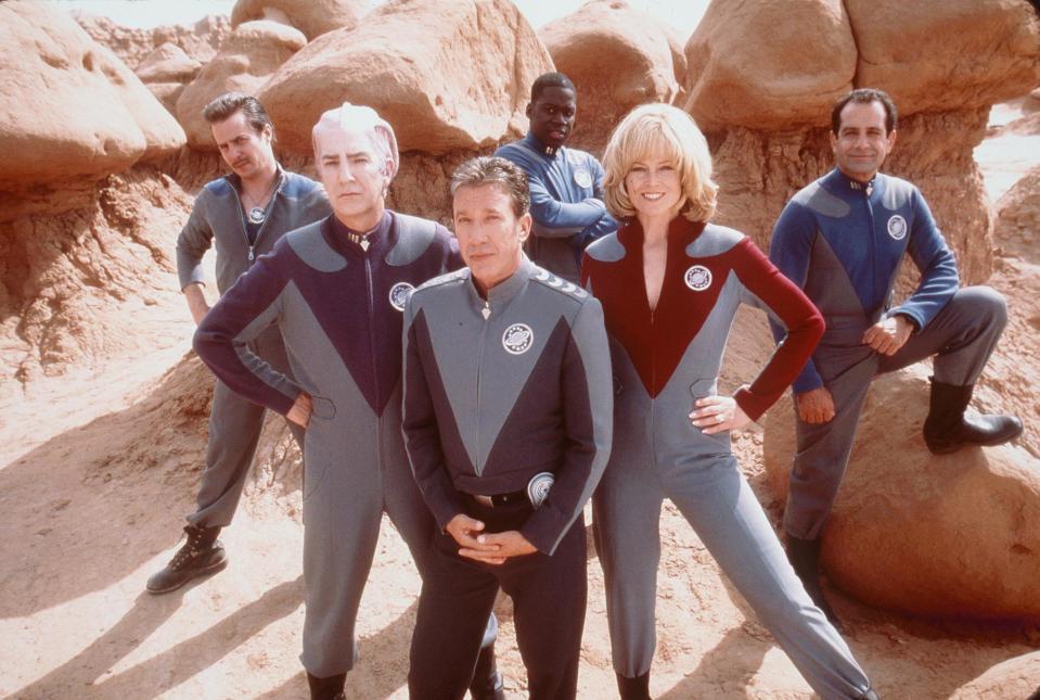 1999 Tim Allen, Sigourney Weaver, Alan Rickman, Sam Rockwell, Tony Shalhoub, and Daryl Mitchell, stars in the movie "Galaxy Quest." Photo Dreamworks