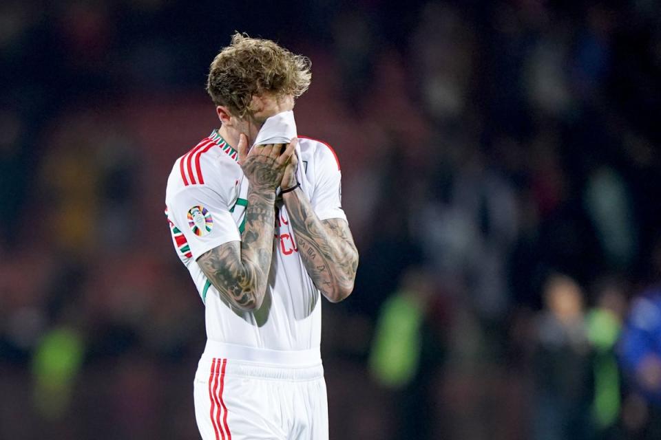 Dejected: Wales seem unlikely now to catch Croatia in the battle for automatic qualification for Euro 2024 (PA)