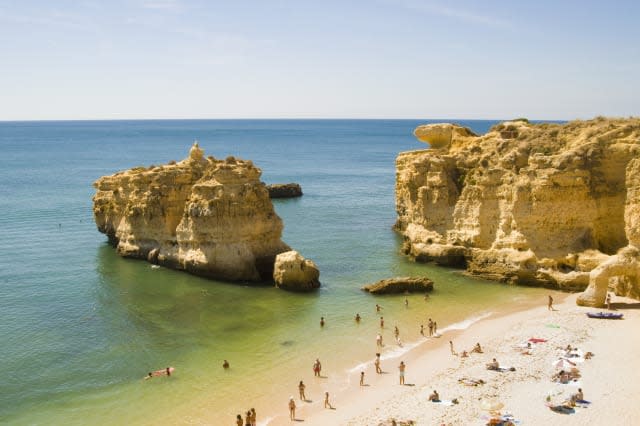 Praia San Raphael is a popular beach near Albufeira on the Algarve, Portugal.