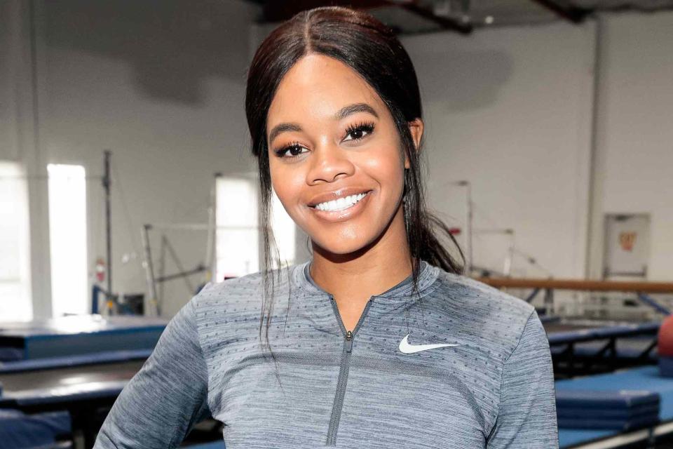 <p>Rich Polk/Getty </p> Olympic gymnast Gabby Douglas in March 2020.