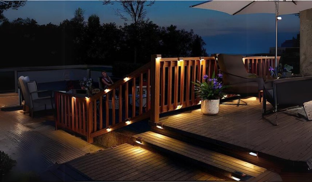 deck with lights